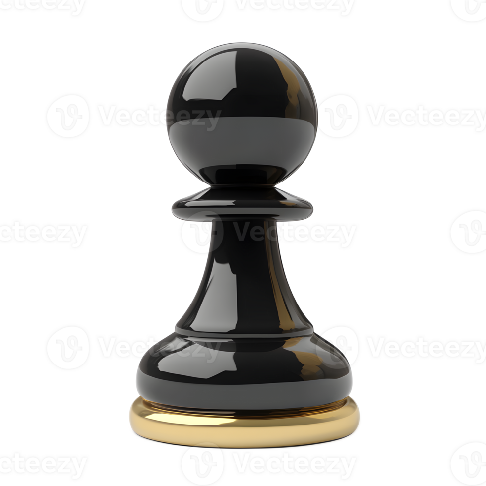 3D Rendered Chess Pawn Emoji Sphere in Black and Gold on Isolated White Background png