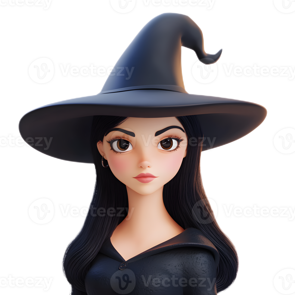 Captivating Witch Emoji Enchanting 3D Render Isolated on White Background png