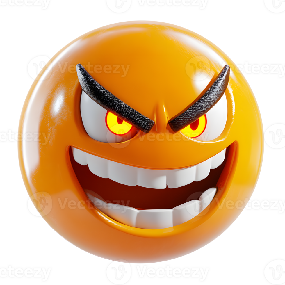 Angry Cartoon Emoji with Fierce Facial Expression png