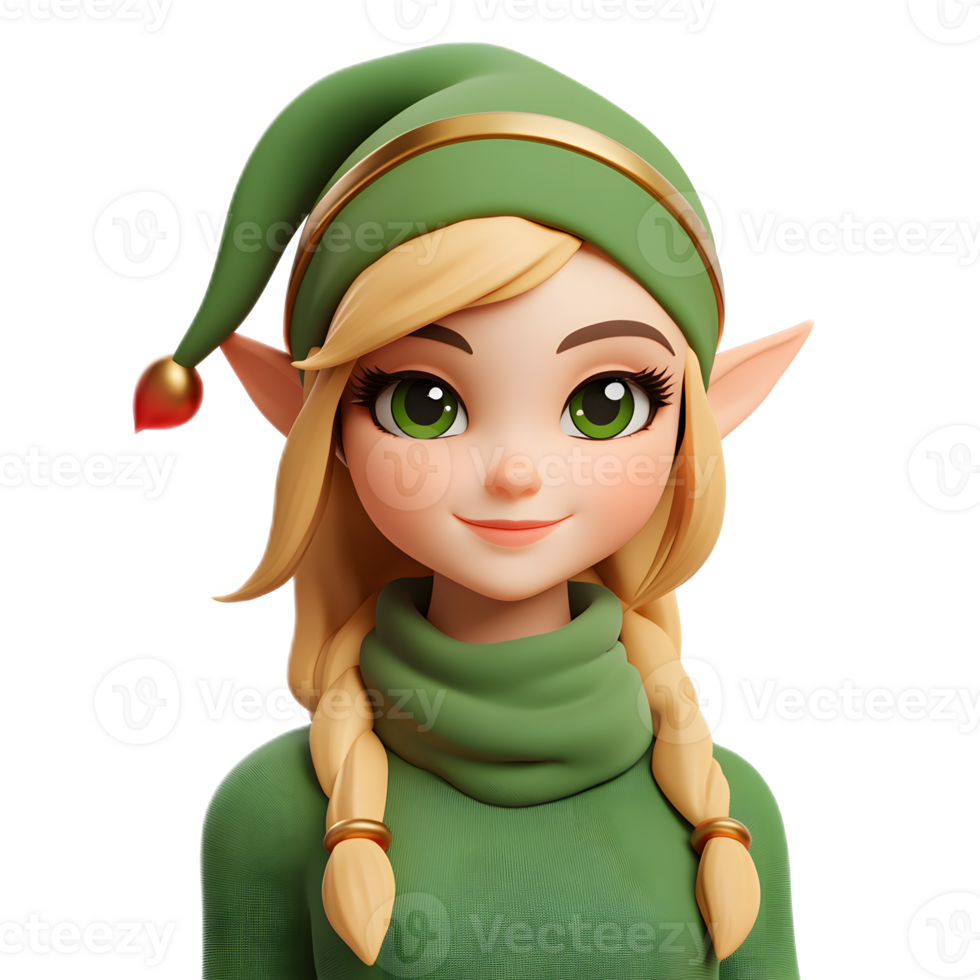 Adorable Elf Woman Emoji Digital on White Background png