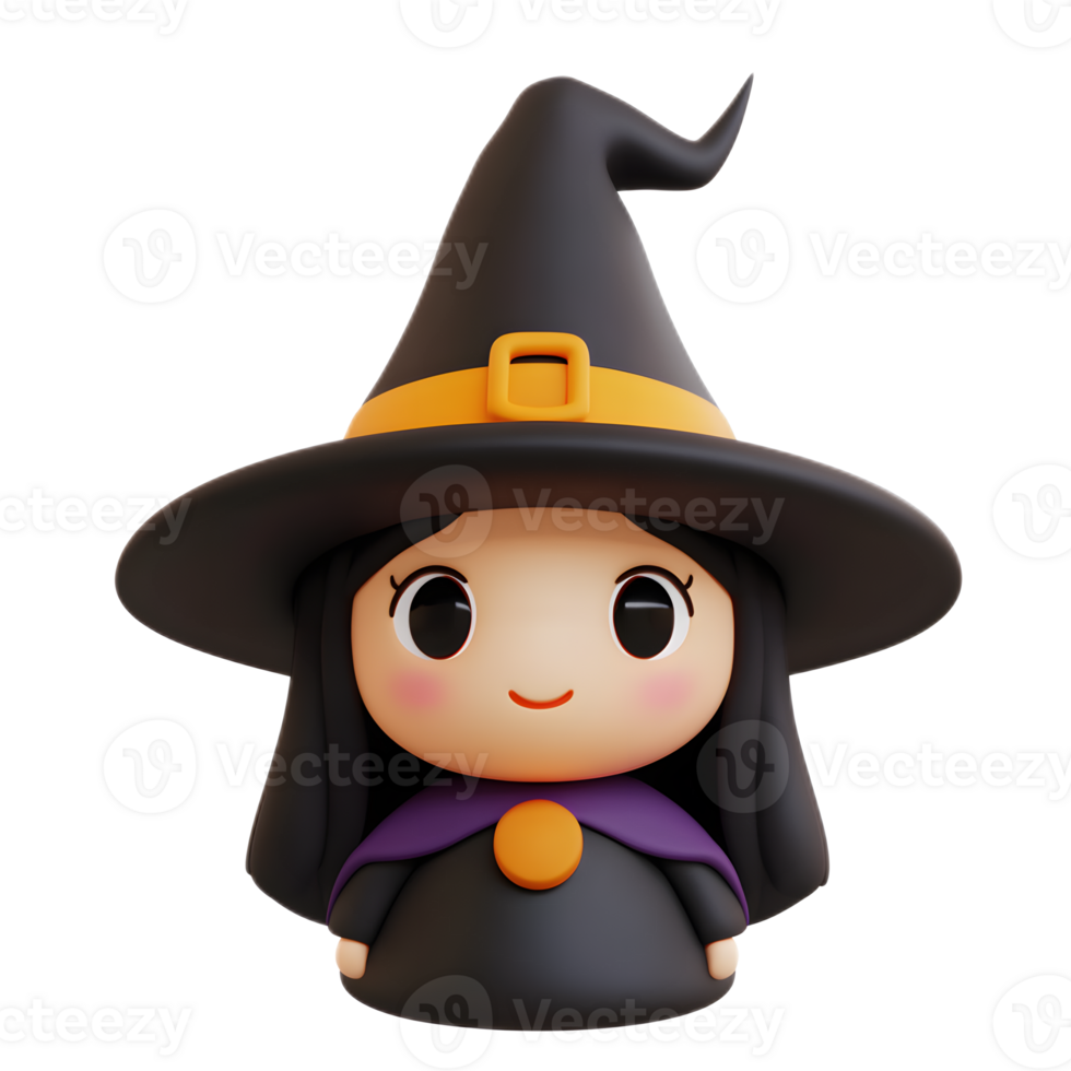 3D Rendered Witch Emoji Graphic Isolated on White Background png