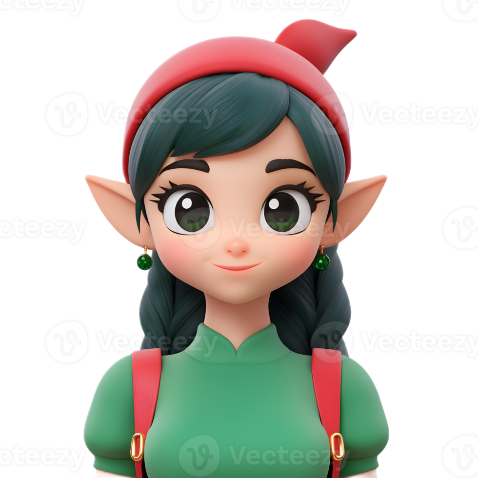 Adorable Elf Emoji Character With Whimsical Green and Red Design png