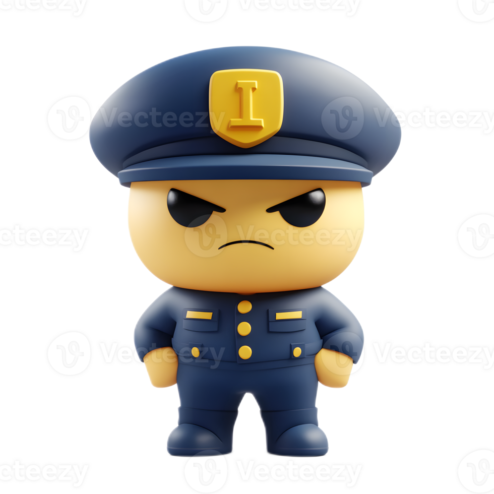 Angry 3D Rendered Cartoon Guard Emoji Character Isolated on White Background png