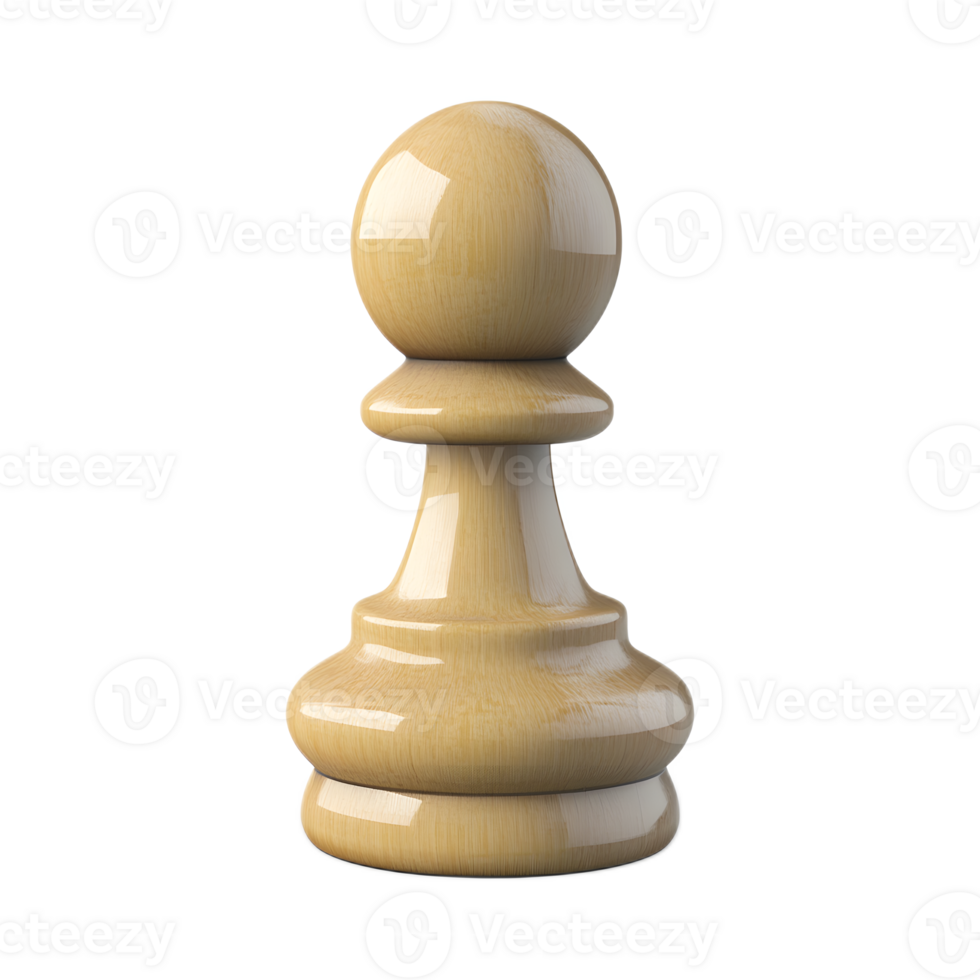 3D Rendered Wooden Chess Pawn Emoji Isolated on White Background png