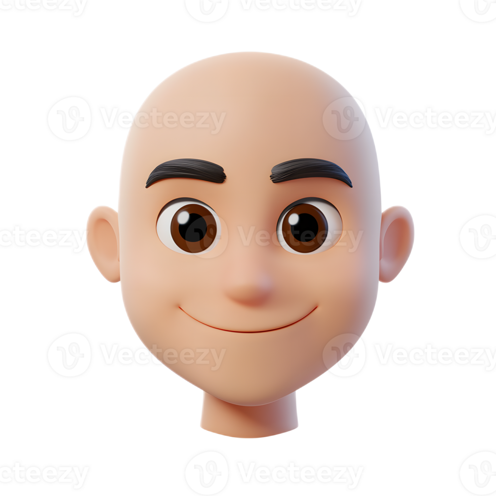 Bald Man Emoji Character Isolated on White Background 3D Render png