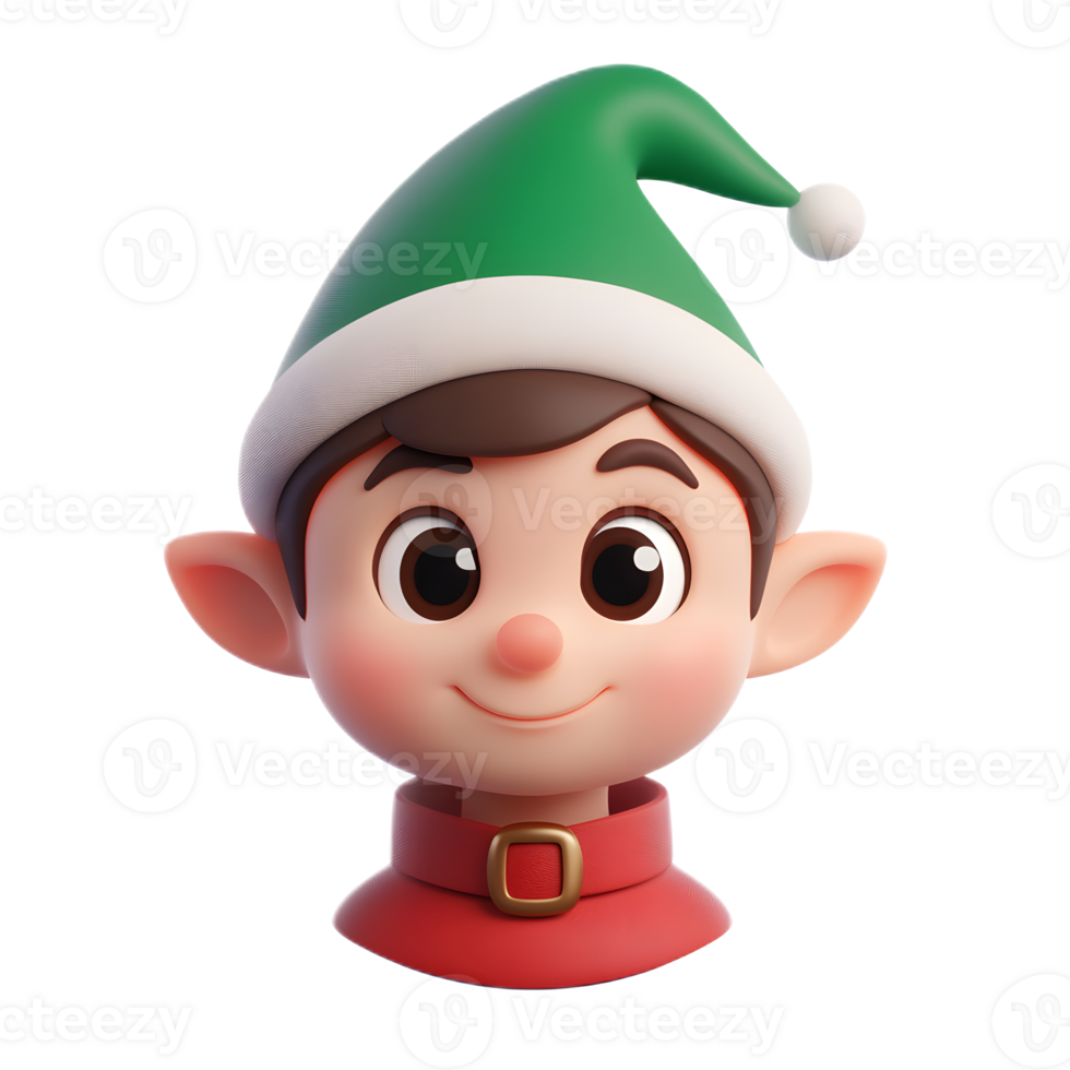 Charming 3D Rendered Elf Emoji Character Isolated on White Background png