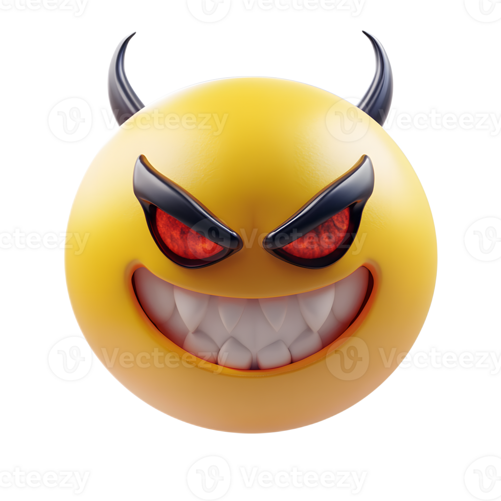 Angry Supervillain Emoji 3D Render Isolated on White Background png