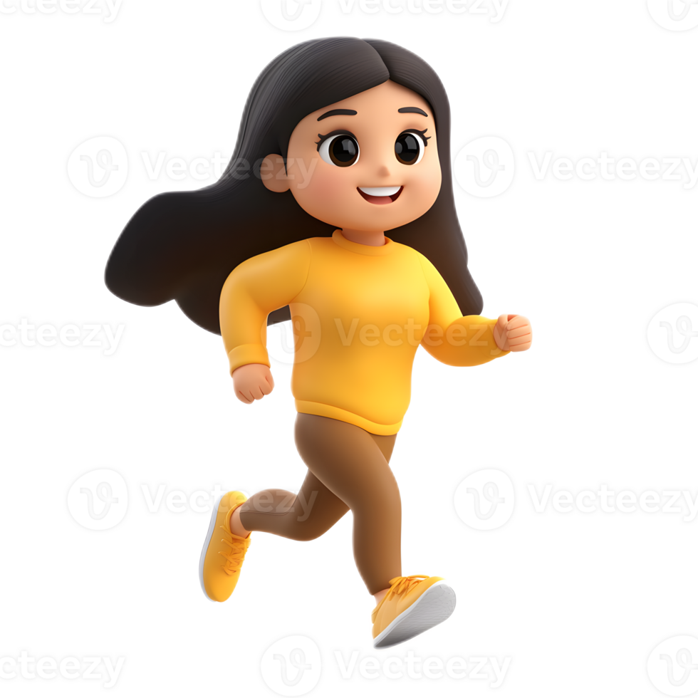 Animated Emoji Character of a Happy Girl Running png