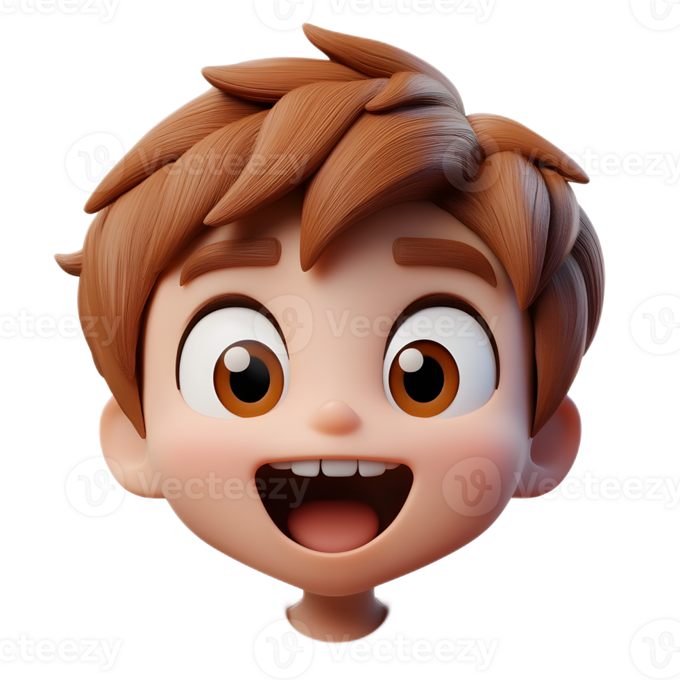 Boy Emoji Character with 3D Render Isolated on White Background png