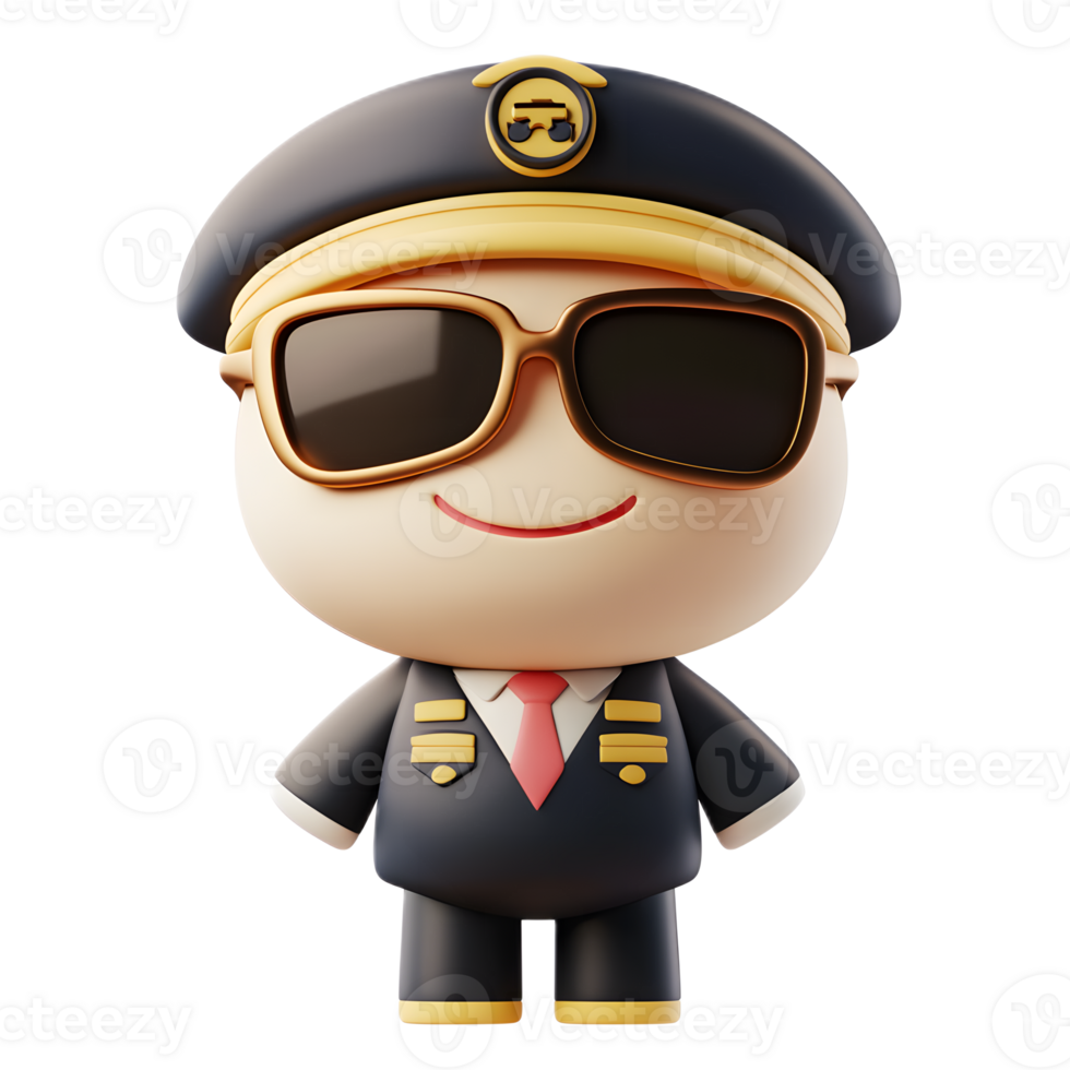 3D Rendered Pilot Emoji Character Isolated on White Background png