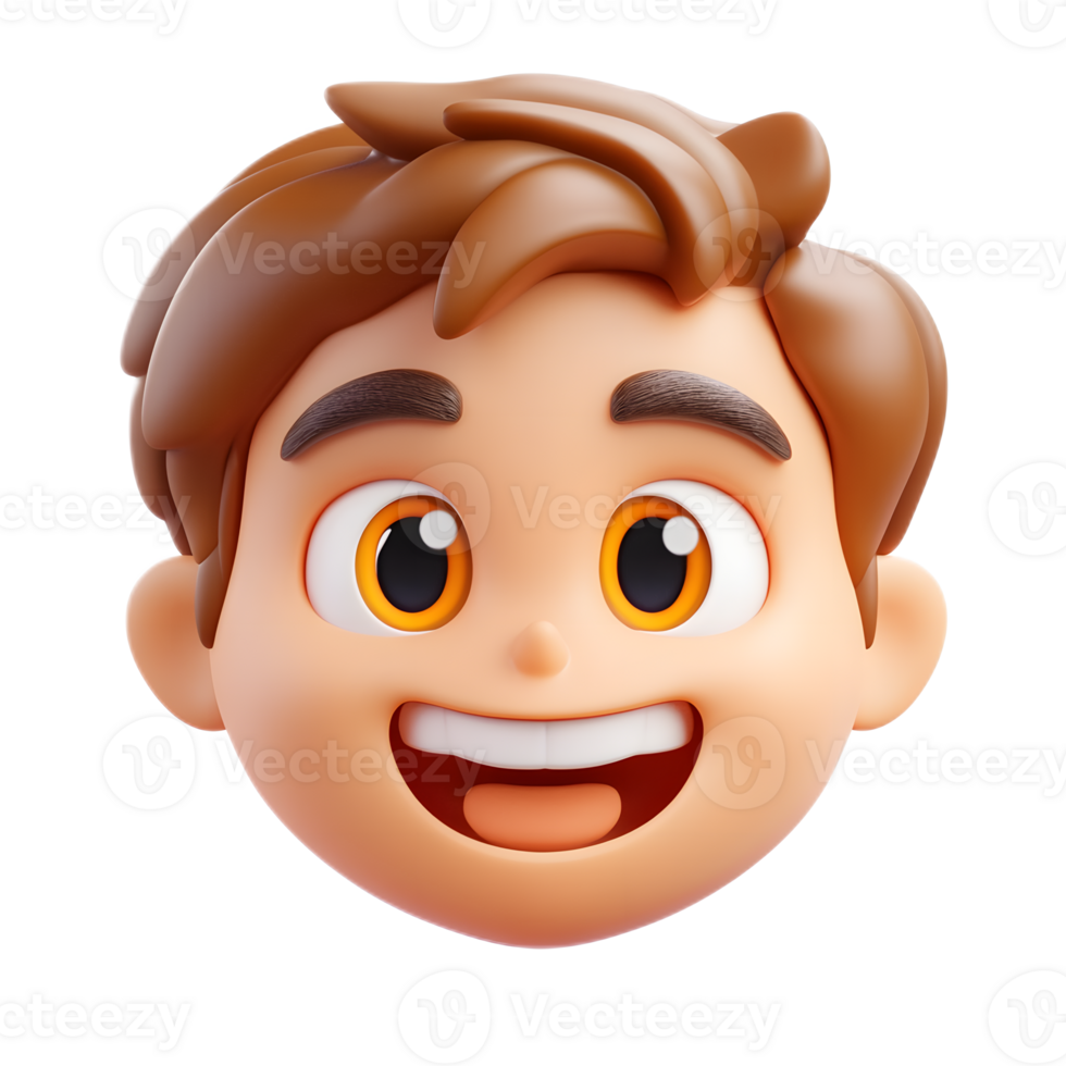 Cheerful 3D Rendered Emoji Character with Smiling Facial Expression on White Background png