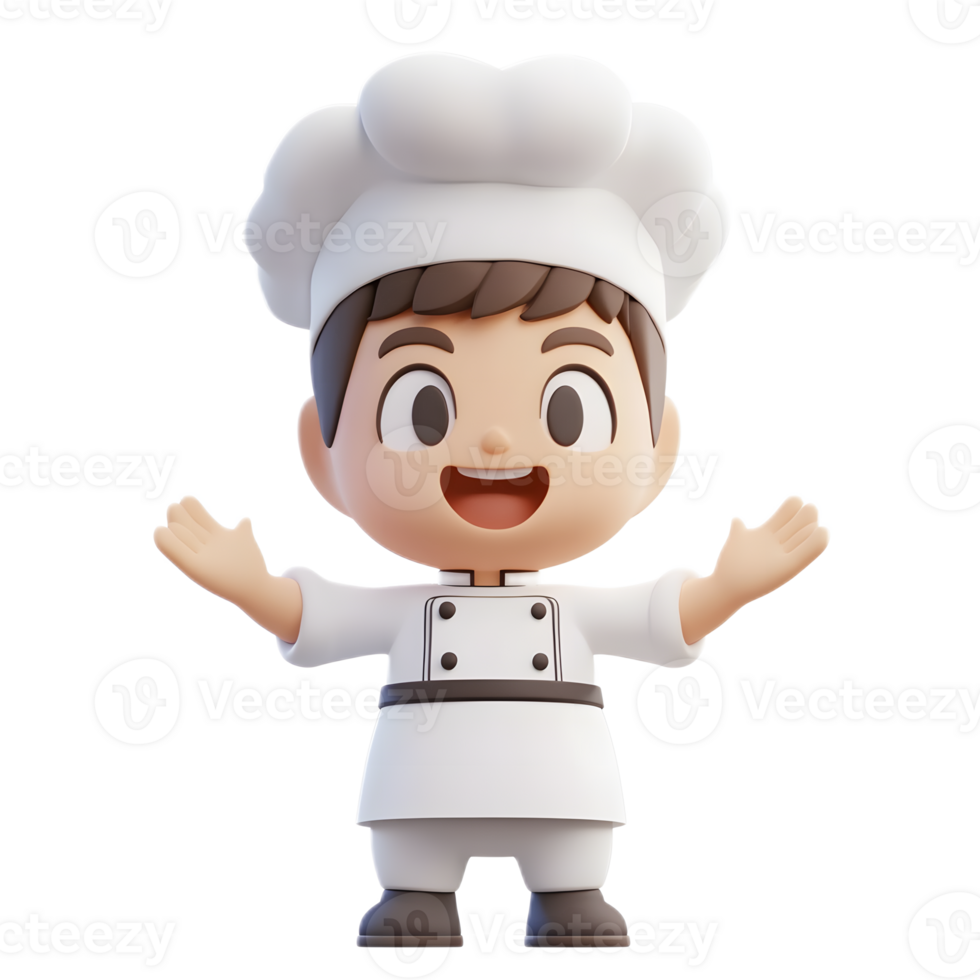Cheerful Chef Emoji Figure in Cooking Uniform on White Background png