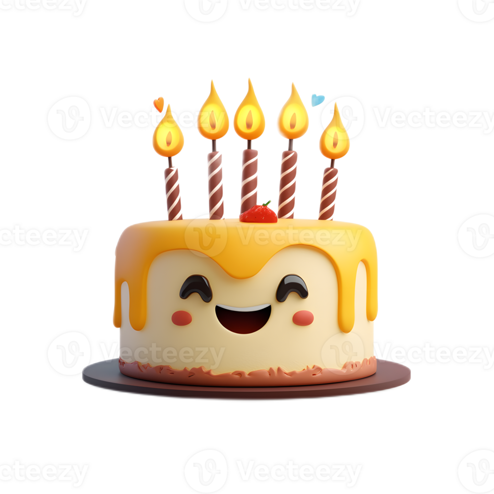 Cheerful Birthday Cake Emoji Isolated on White Background png