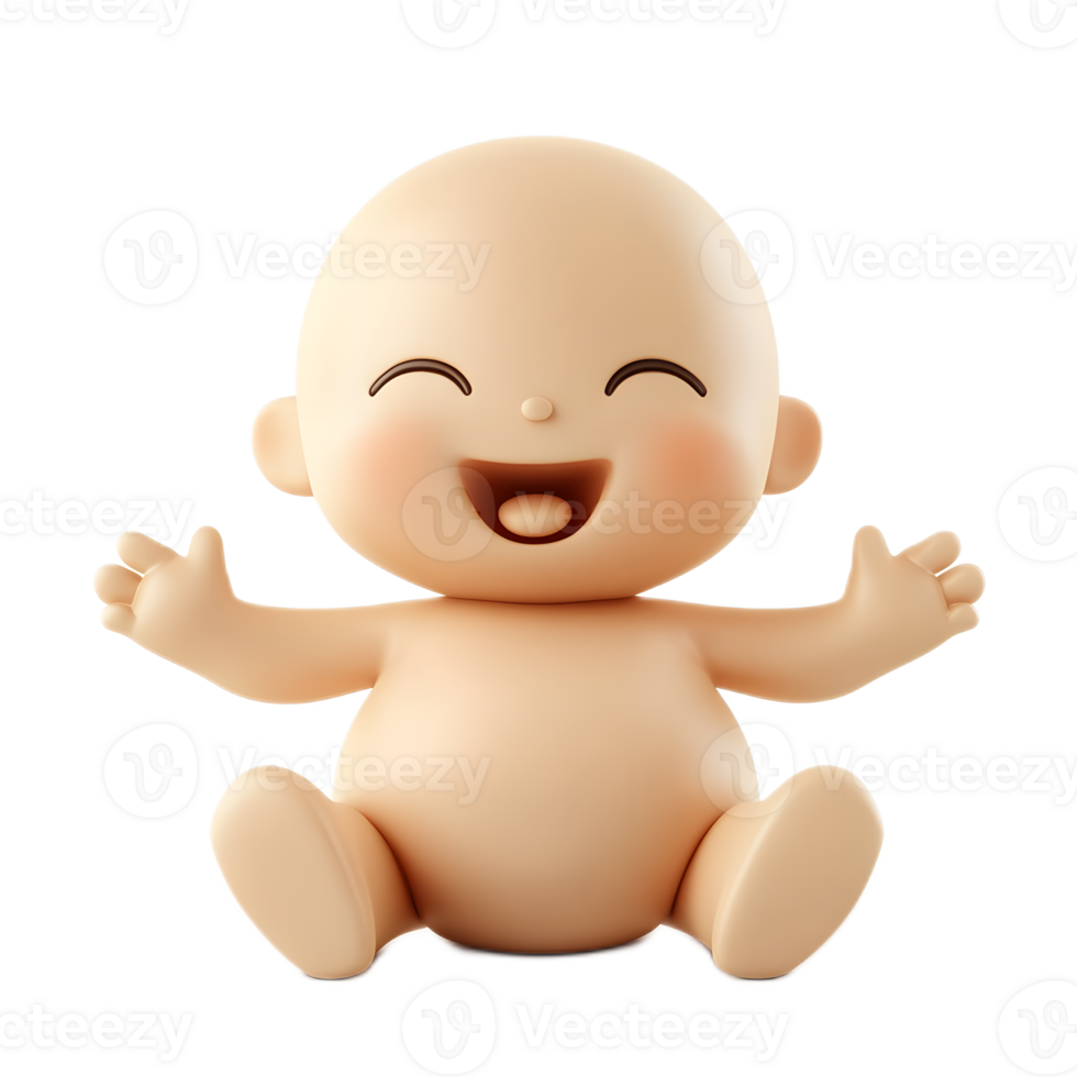 Cheerful 3D Rendered Baby Symbol Emoji Isolated on White Background png