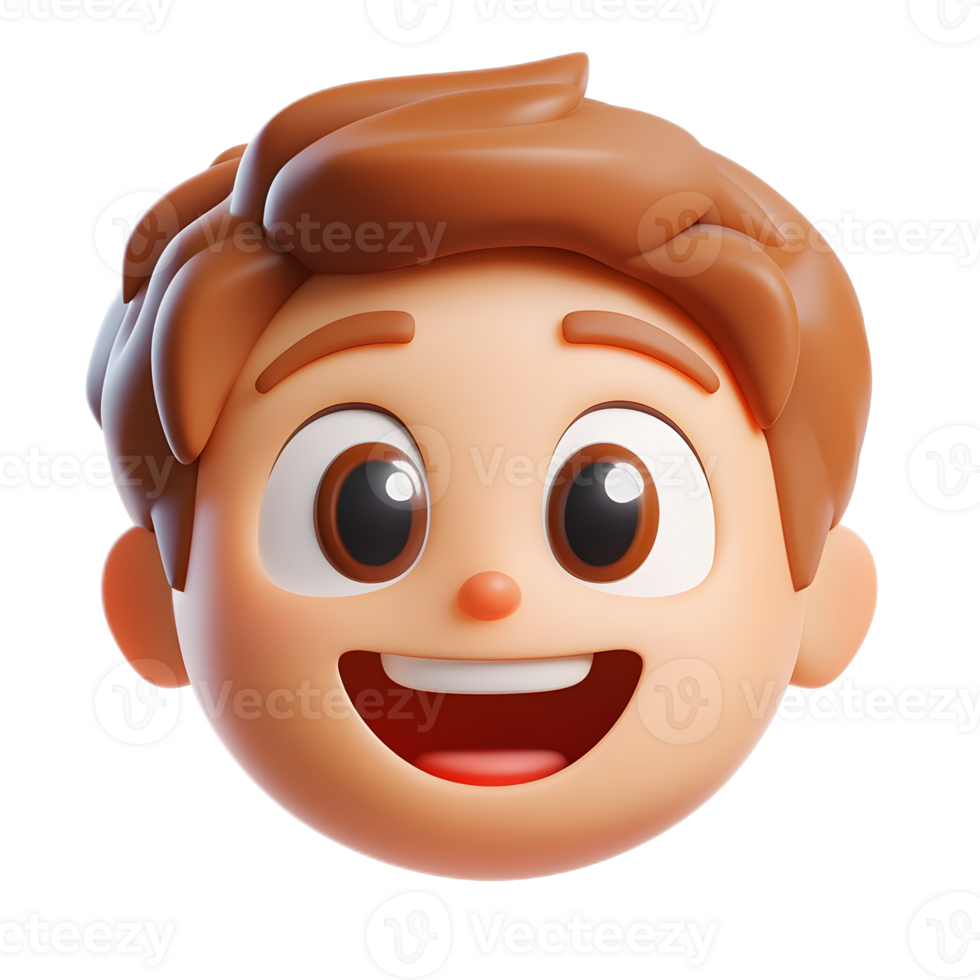 Cheerful 3D Rendered Boy Emoji Character on White Background png