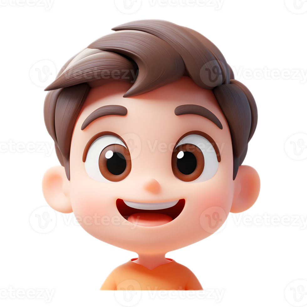 Cheerful 3D Rendered Cartoon Boy Emoji on White Background png