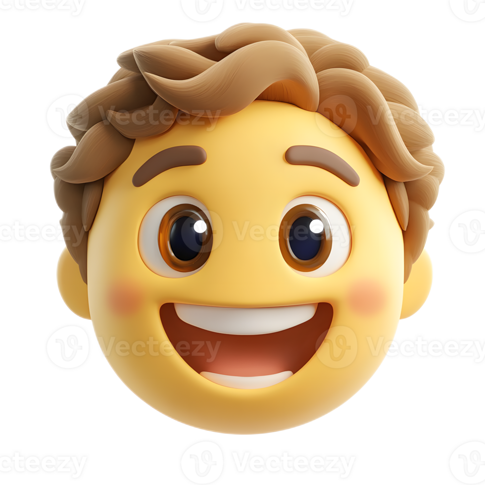 Cheerful 3D Rendered Cartoon Emoji Character with Smiling Facial Expression on White Background png