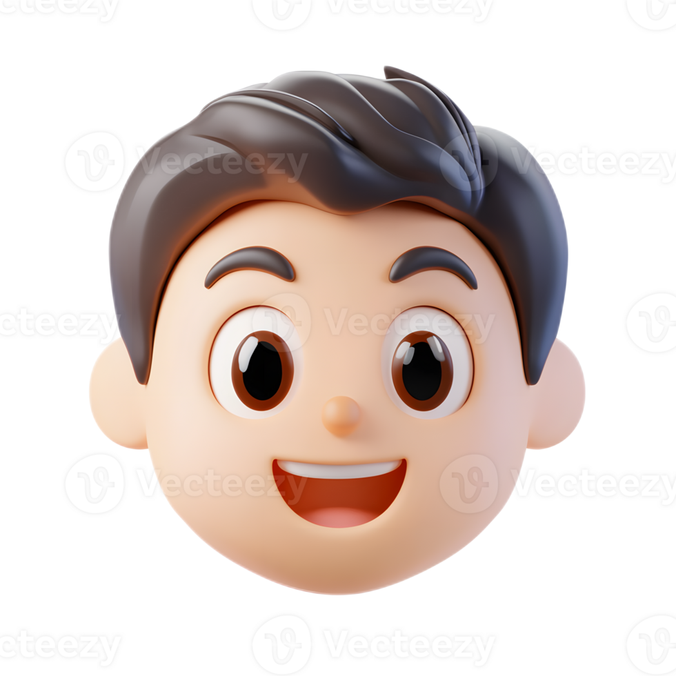 Cheerful 3D Rendered Man Emoji Isolated on White Background png