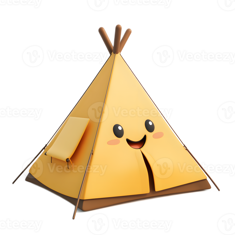 Cheerful 3D Rendered Tent Emoji on Isolated White Background png