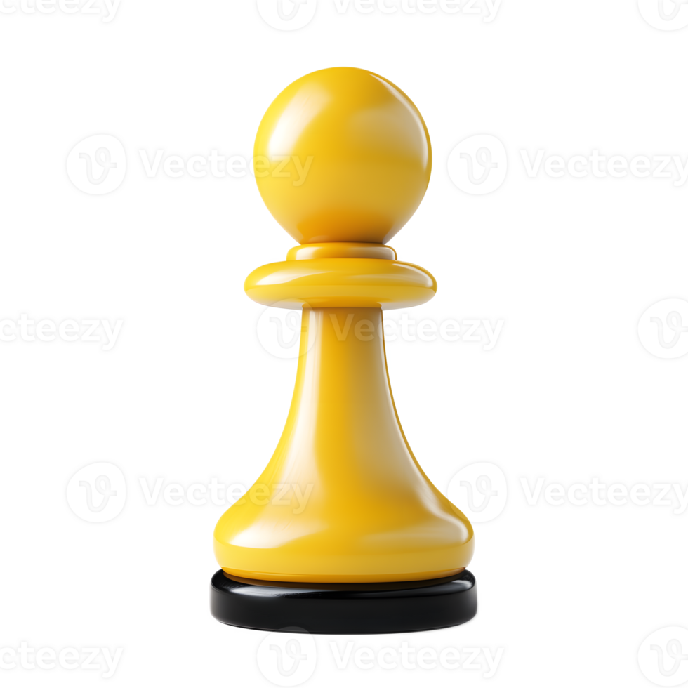 Glossy Yellow 3D Rendered Chess Pawn Emoji on White Background png