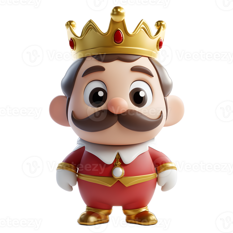 Cheerful 3D Rendered Prince Emoji Character with Golden Crown on White Background png