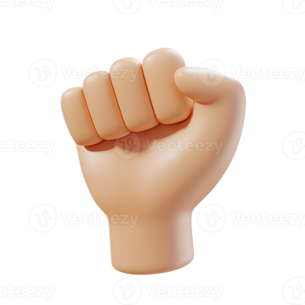 Clenched Fist Emoji Raised Hand Gesture of Power and Determination Isolated on White Background png