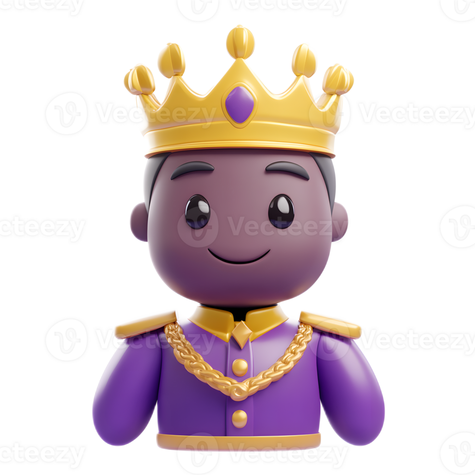 Cute Stylized 3D Rendered Prince Emoji on White Background png