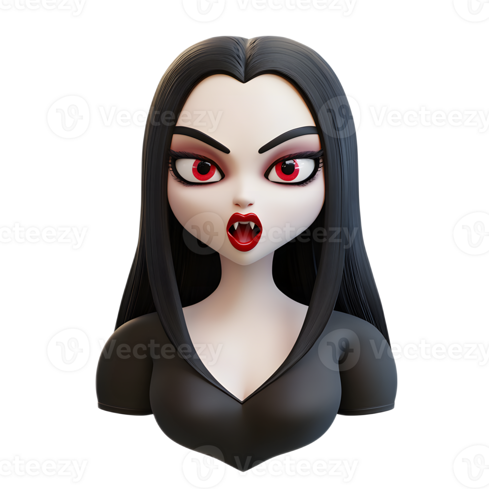 Enigmatic Vampire Femme Fatale Dark Gothic Fantasy 3D Portrait png