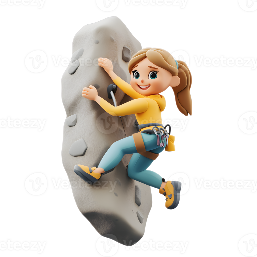 Determined Woman Rock Climbing on Rugged Cliff Challenges Her Limits png