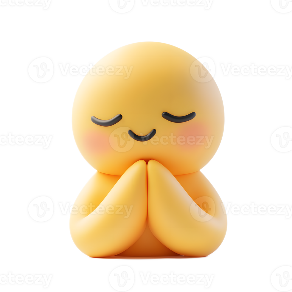 Folded Hands Emoji 3D Render Isolated on White Background png