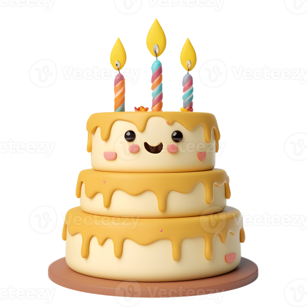 Cute Colorful Birthday Cake Emoji on White Background png