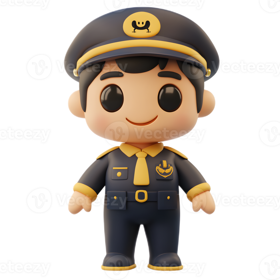 Friendly Pilot Emoji 3D Render Isolated on White Background png