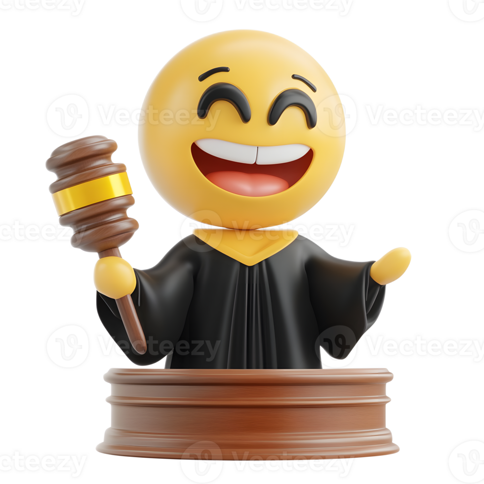 Gavel Wielding Emoji Judge Isolated on White Background png