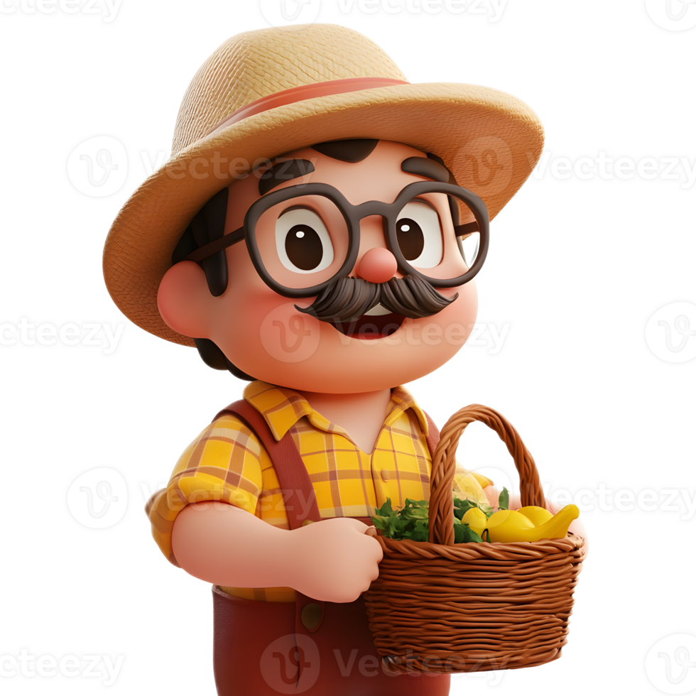 Cheerful Farmer Emoji Character Isolated on White Background png