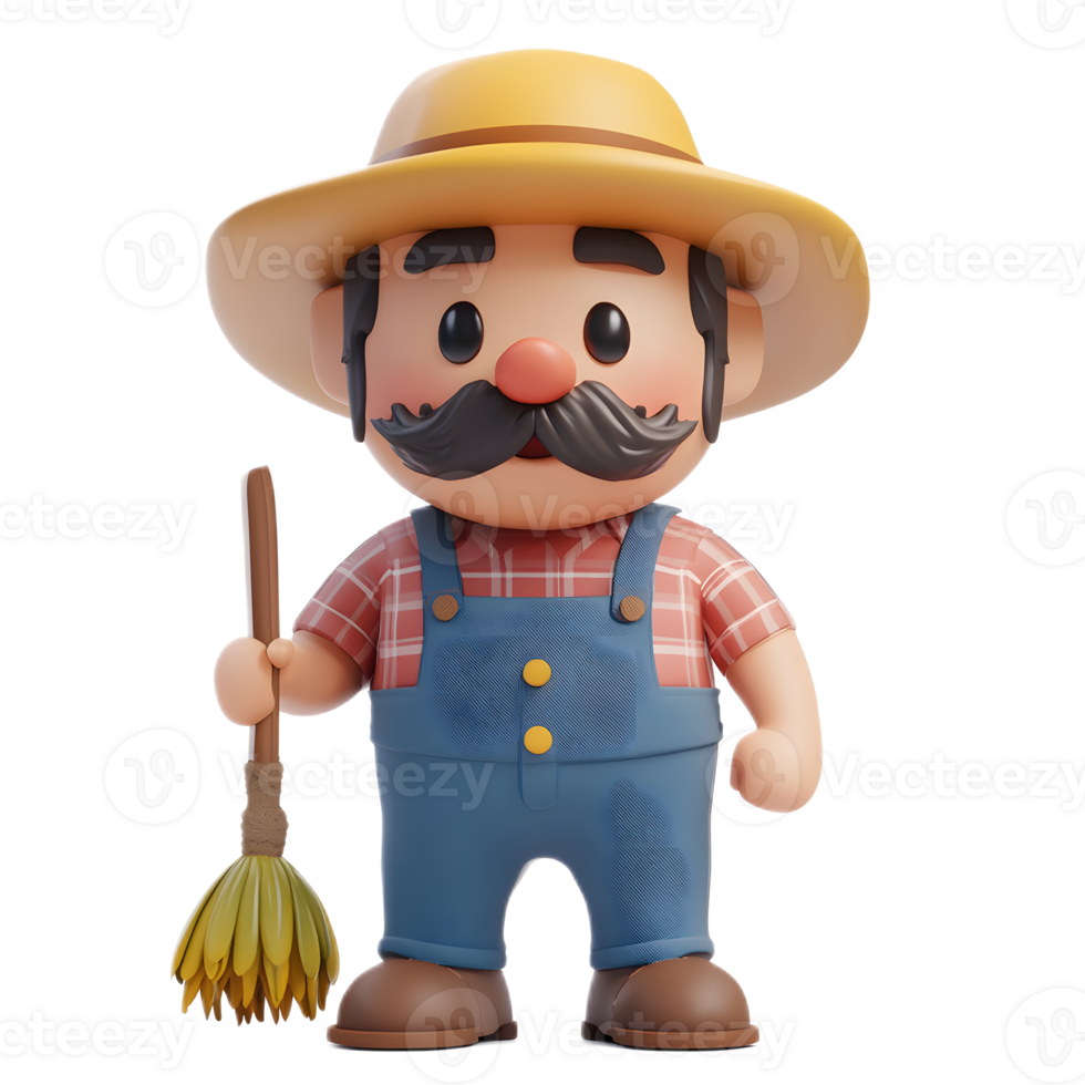 Cheerful Farmer Emoji Figurine on Isolated White Background png