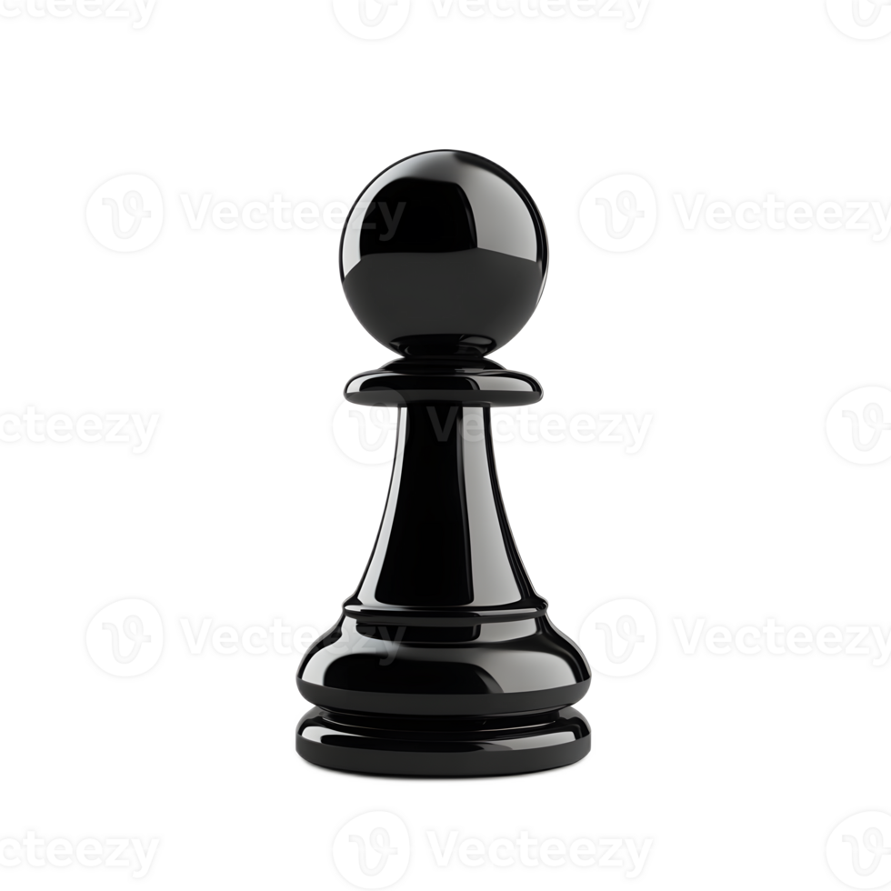 Minimalist Black Chess Pawn Emoji Spherical 3D Rendering on White Background png