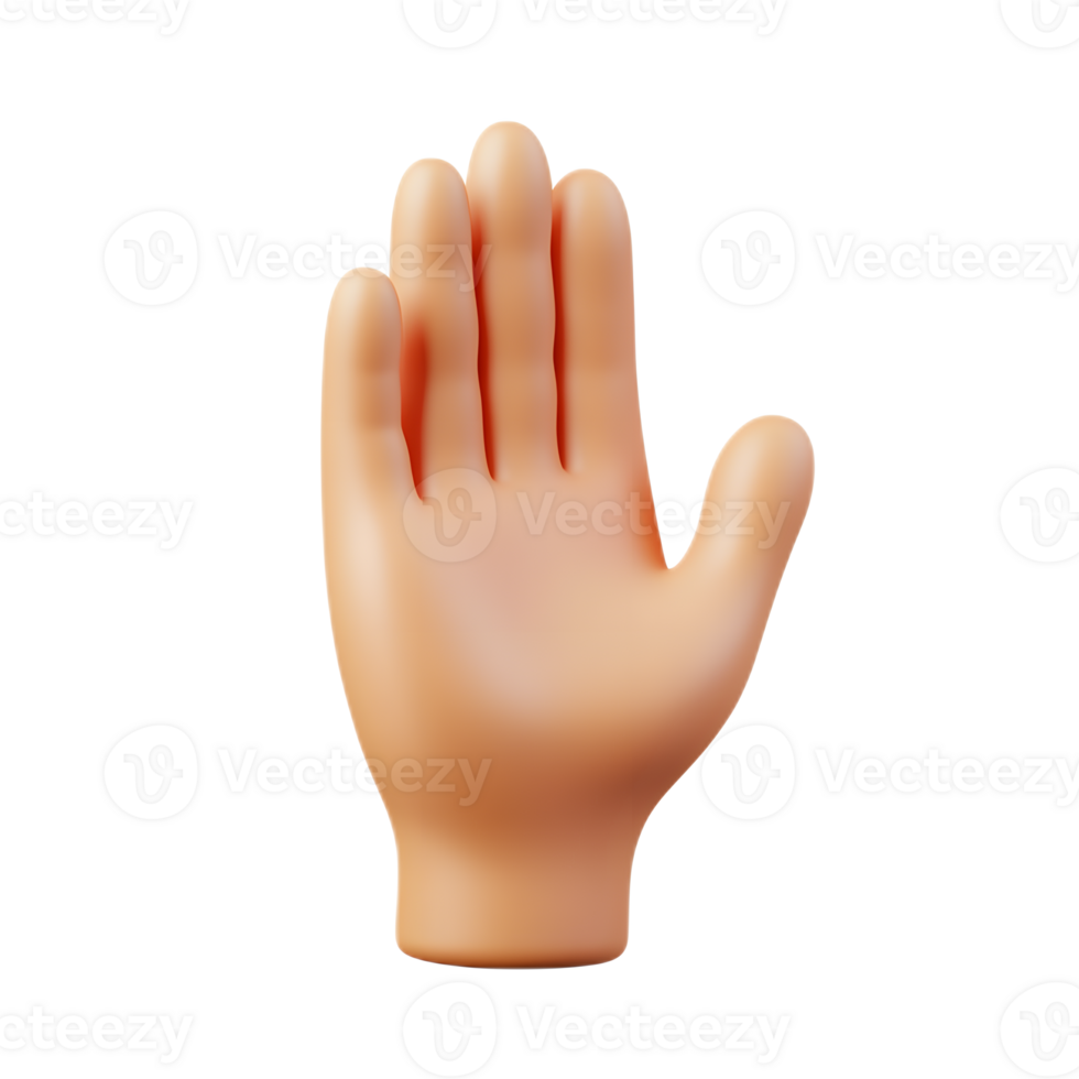 Raised Back of 3D Rendered Hand Emoji Isolated on White Background png