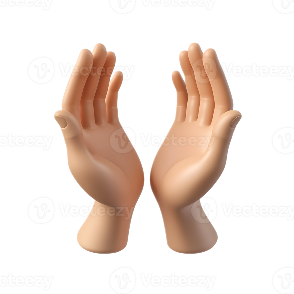Open Hands Gesture Emoji 3D Render on White Background png