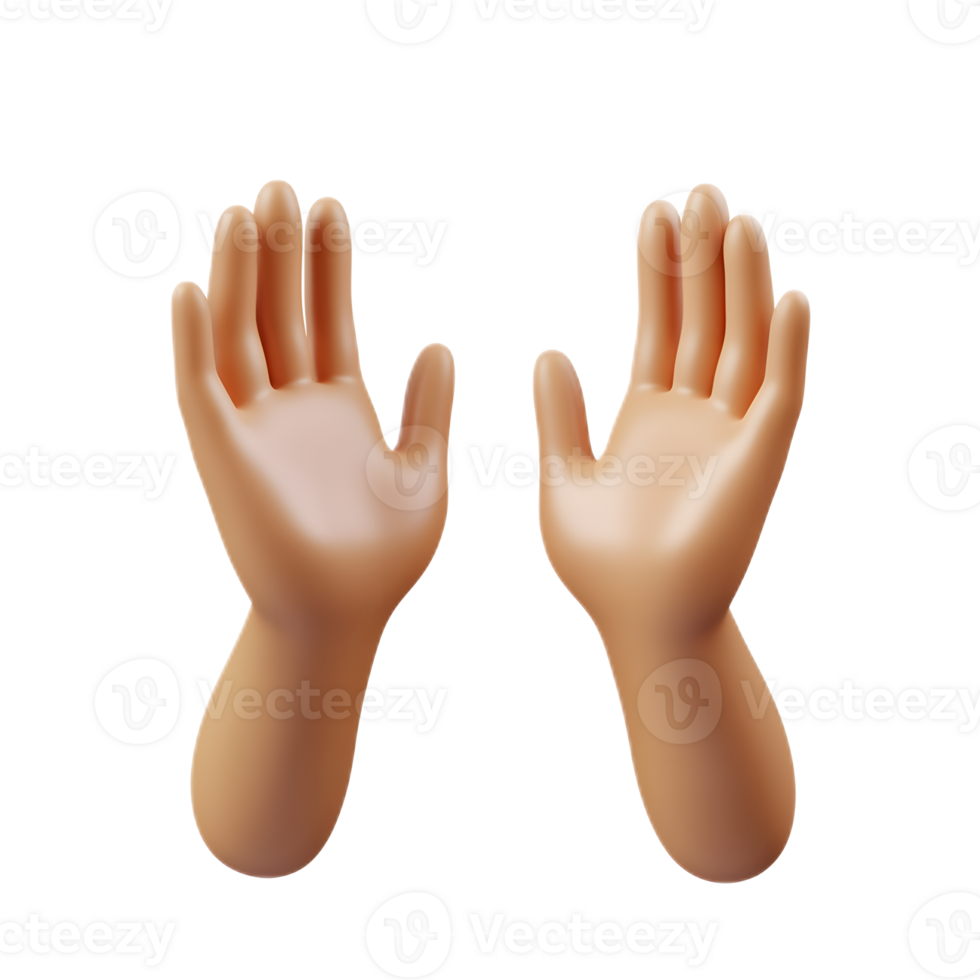 Open Hands Gesture in 3D Render with White Background png