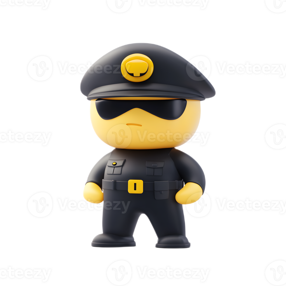 Stylized 3D Render of Stern Looking Guard Emoji Character Isolated on White Background png