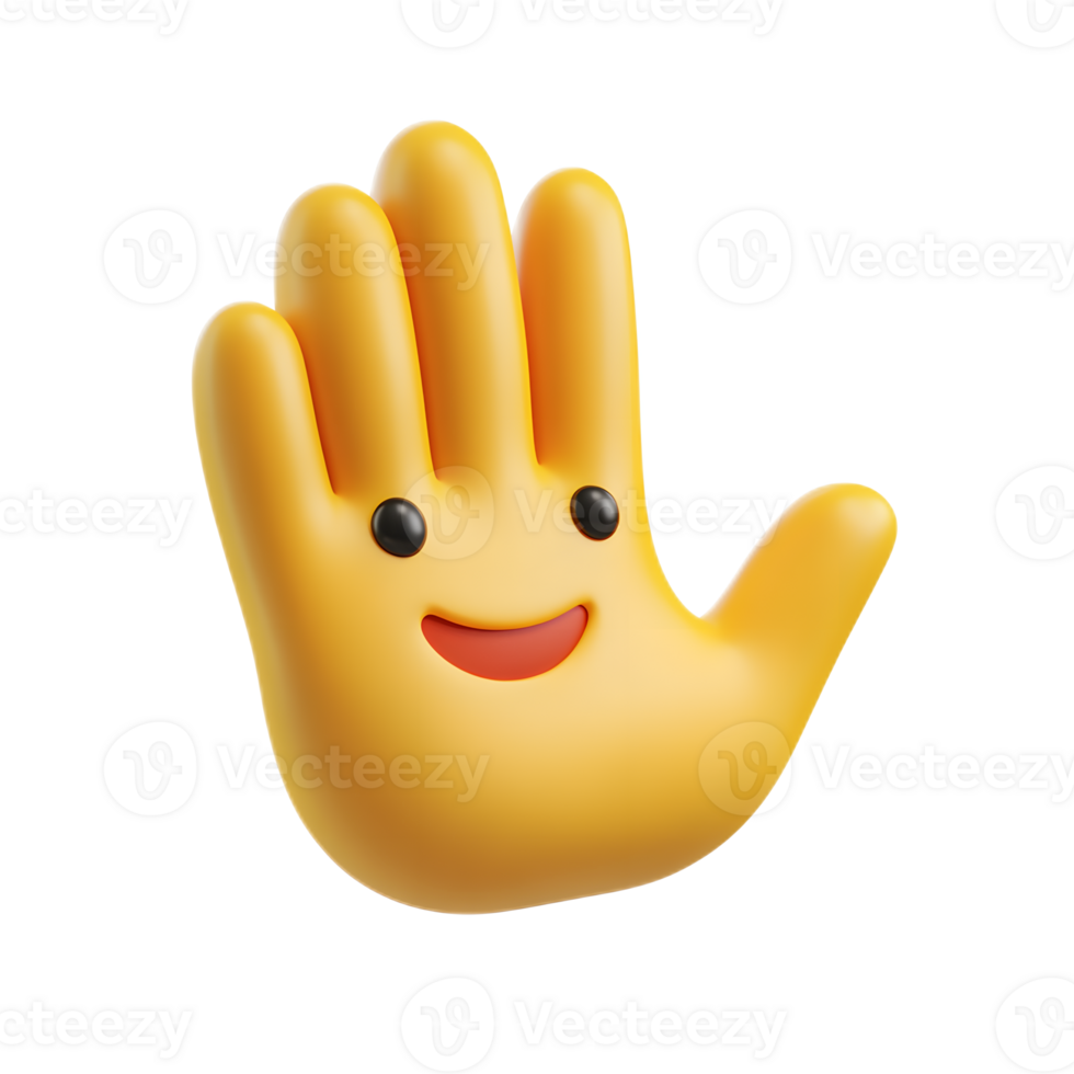 Waving 3D Render Emoji Hand Isolated on White Background png