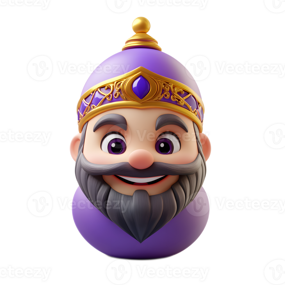 Vibrant 3D Render of a Male Genie Emoji with Ornamental Pattern on White Background png