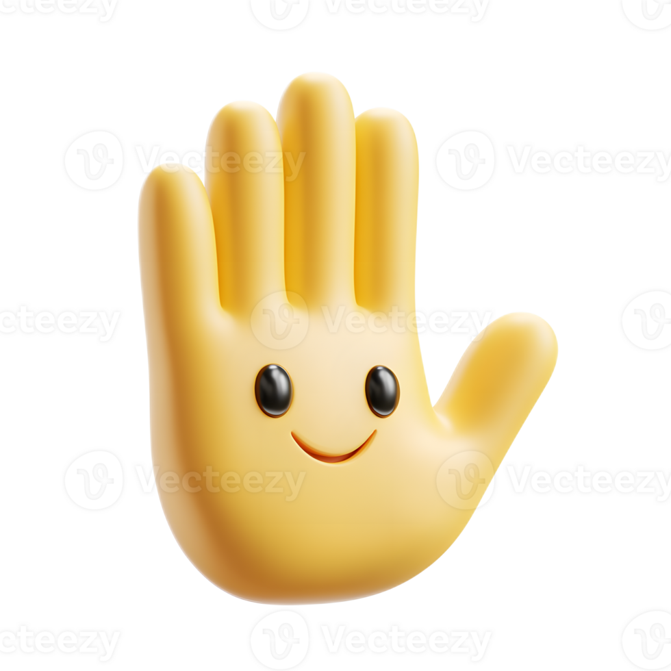 Waving 3D Rendered Smiley Hand Emoji Isolated on White Background png