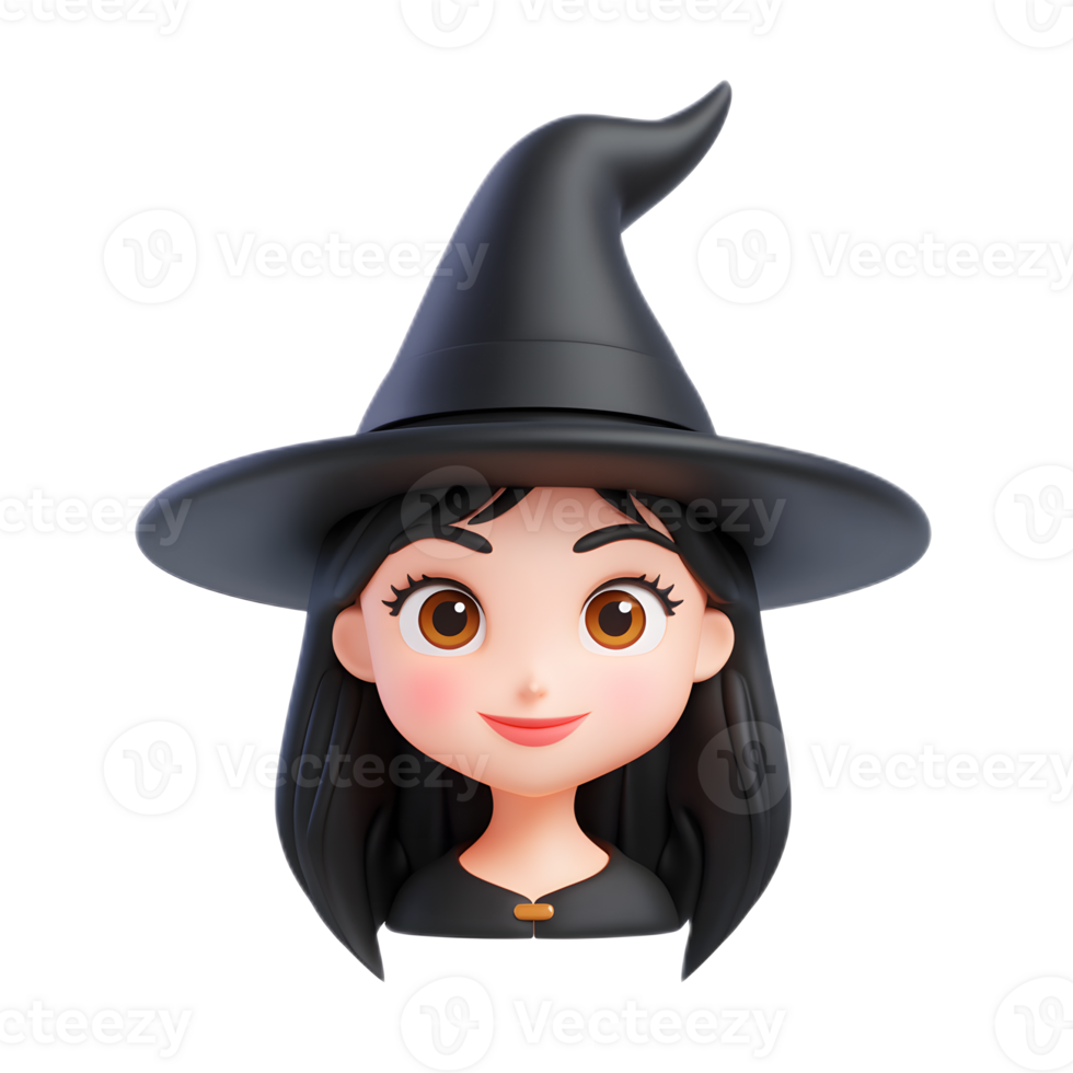 Whimsical 3D Render of Witch Emoji on White Background png