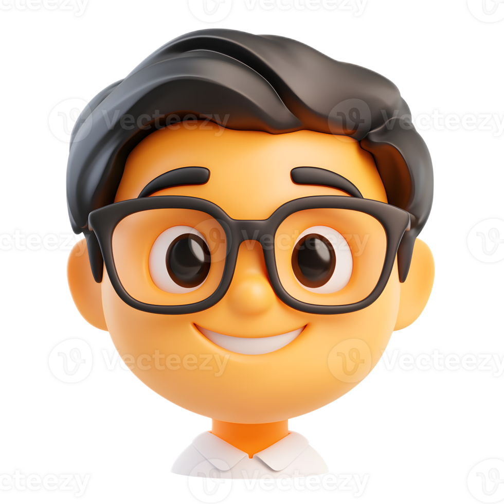 Smiling 3D Cartoon Man Emoji Icon on White Background png