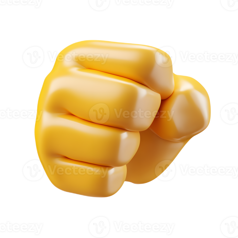 Powerful Raised Fist Emoji Icon in 3D Rendering on White Background png