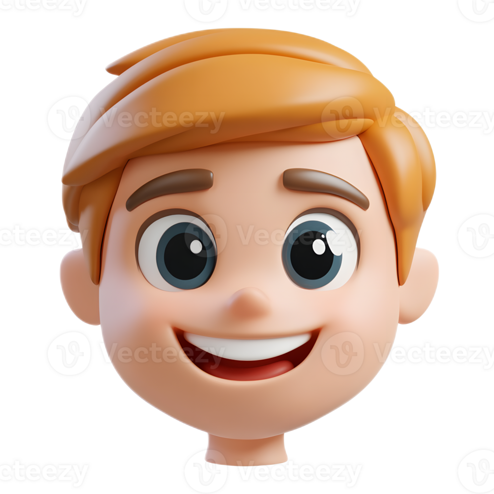 Smiling 3D Rendered Boy Emoji Character Isolated on White Background png