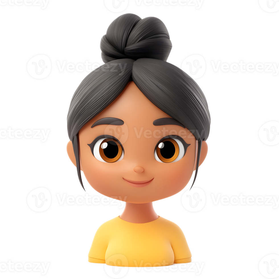 Smiling 3D Rendered Girly Emoji Character Isolated on White Background png