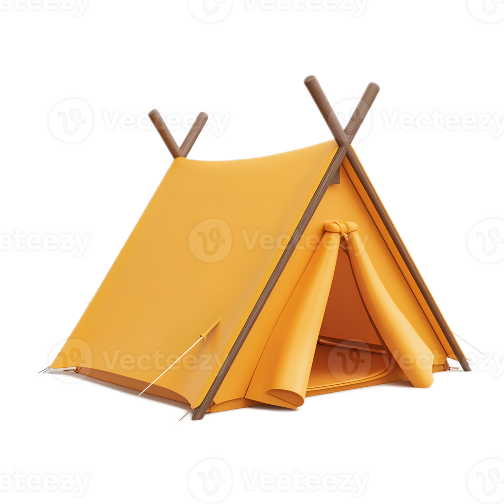 Vibrant 3D Rendered Tent Emoji Isolated on Clean White Background png