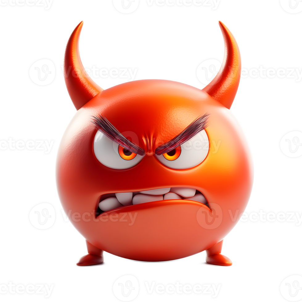 Supervillain Emoji Creature with Horns and Angry Facial Expression png